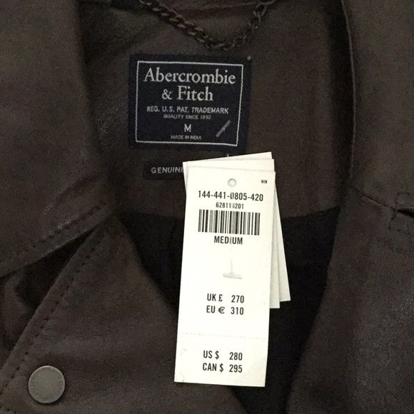 Abercrombie brown leather Moto jacket - Picture 5 of 8